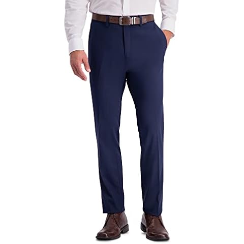 Kenneth Cole REACTION mens Shadow Check Stretch Slim Fit Dress Pants, Blue, 36W x 32L US Cover