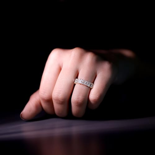 Certified Moissanite Diamond Baguette Eternity Band, D-Vs1 Quality, Moissanite Anniversary Ring - With Jewelry Box4