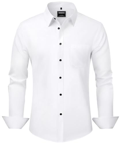 Mens Dress Shirts Long Sleeve Button Down Shirts Classic Regular Fit Formal Casual Business Shirt with Pocket