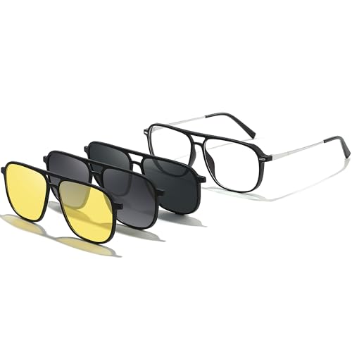 Image of Computer Blue Light Blocking Gaming Glasses Men Polarized Magnetic Clip on Sunglasses for Eyeglasses UV Protection