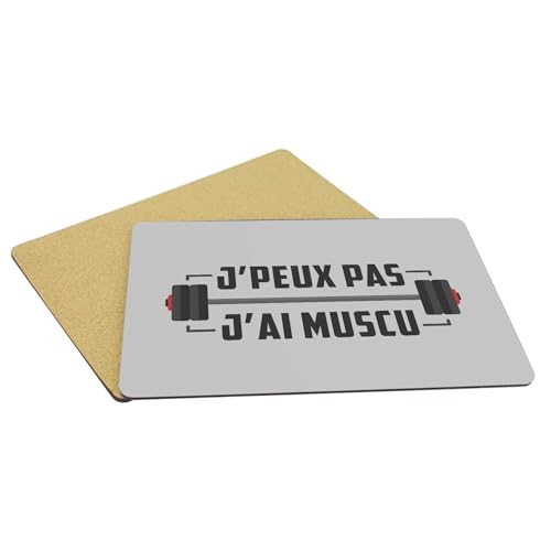 Sets de table en liège isolant et antidérapant motif musculation x4 - 5