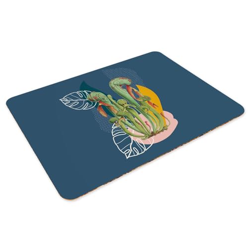 Sets de table jungle bleu napperons souples dessous liège exotique grand format