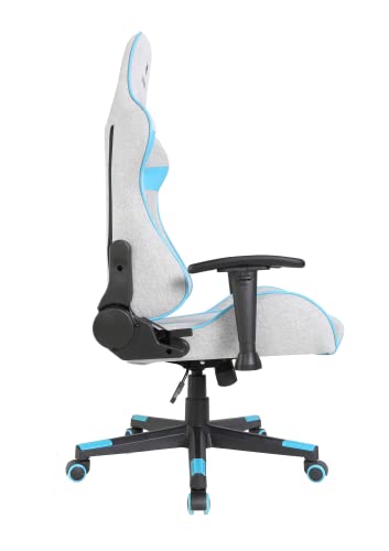 ULTIMET Sedia da gaming professionale, tessuto traspirante, braccioli 2D, altezza regolabile, schienale reclinabile a 180°, pistone a gas classe 3, fino a 120 kg, colore Grigio/Blu - Sedia gaming - Immagine 4