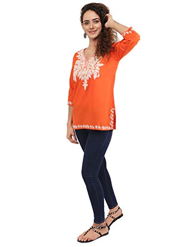 Image of QAZMI Women's Regular Kashmiri Embroidered Cotton