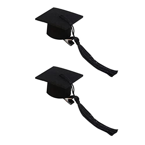 NUOBESTY Graduation Hat Hair Clip, 2Pcs Mini Doctoral Cap Headband for Graduation Hair Accessories, Black