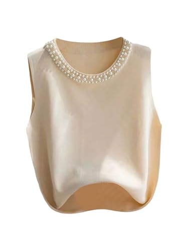 Verdusa Women's Plus Size Pearl Sweater Vest Autumn Outfits Elegant Knit Tops3