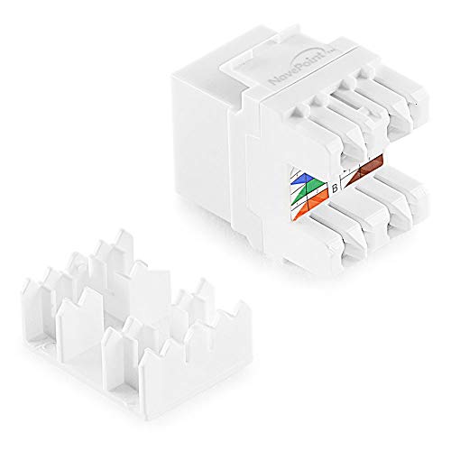 Navepoint 180 Degree Cat5E Keystone Jack, Rj45 Ethernet Connector, Type 110, White 50-Pack #TOP2
