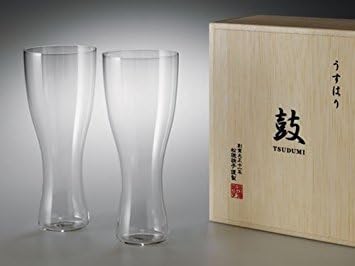 Usu Usuhari glass hourglass beer glass (Pilsner) wooden box 2P set