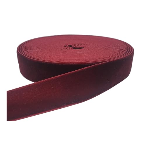 Image of 10 Yards Burgundy Velvet Ribbon Spool (Wine, 1 inch)