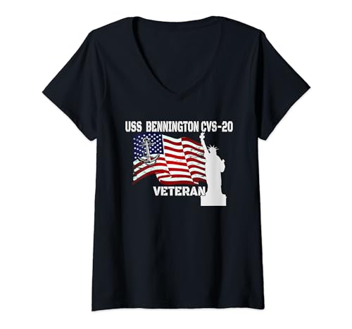 Womens Aircraft Carrier USS Bennington CVS-20 Veterans Day Fathers V-Neck T-Shirt