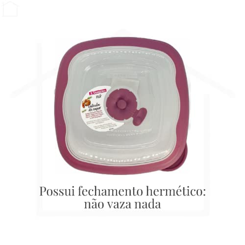 Pote Sanduiche Plástico Sanremo Transparente / Rosa 664 ml Plástico