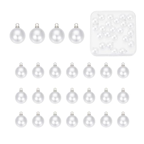 NICENEEDED 25 PCS Round Pearl Buttons, 12MM Faux Pearl Button with Silver Metal Shank