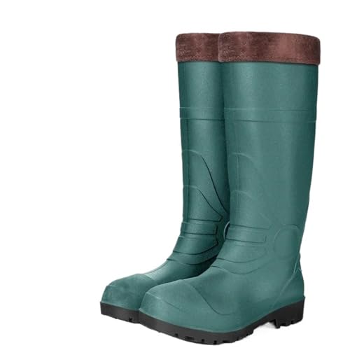 LXHZSY Botas de Agua Hombre Botas de lluvia tubo alto for hombre, zapatos goma amarillos esmerilados gruesos, for uso en cocina, exteriores, trabajo acuático(Green thermal sleeve,39)