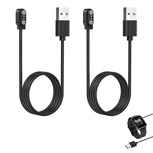 Eiaigky 2 Pcs Universal Smartwatch Magnetic Charger, 2 Pin 2.84mm Magnetic Charging Cable, Smartwatch Charger Compatible with Various Models, Fast and Secure Charging, Durable Design, Black