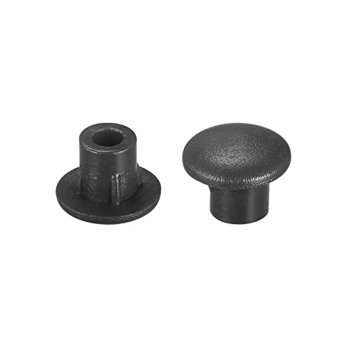 Image of uxcell Screw Hole Plugs, 5mm(3 /16 inch) Dia PP Snap in Shelf Button Flush Type Caps for Furniture Cabinet Cupboard, Black 180 Pcs
