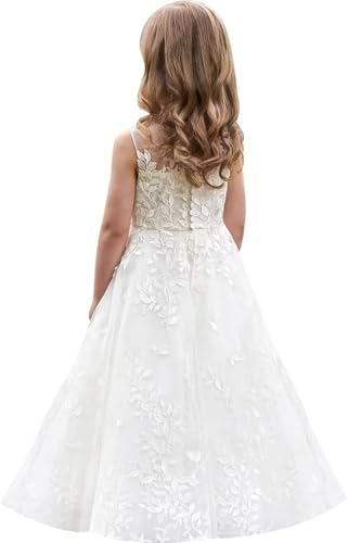 Elegant Tulle First Communion Dress Lace Appliques Flower Girl Dresses for Wedding Girls Pageant Formal Ball Gown4