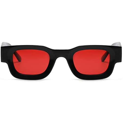 Image of EYLRIM Thick Square Frame Sunglasses for Women Men Chunky Rectangle Polarized Sunglasses UV400 Protection