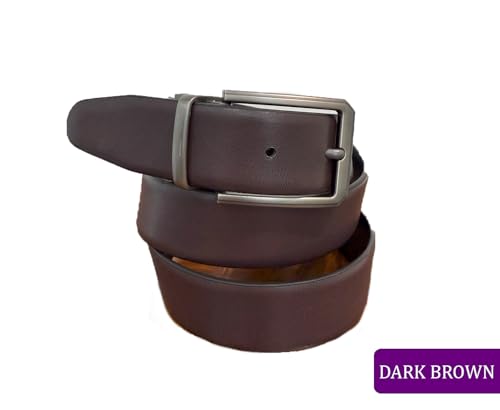 Executive Leather Belt, Reversible Black and Dark Brown, 35mm Width, Chrome Twist Buckle4