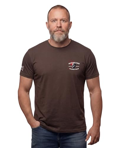 NORDGARD Viking T-Shirt Skull in Dunkelbraun I Größe XL I Herren Tshirt aus 100% Baumwolle I Wikinger T-Shirt I Shirt nordische Mythologie I Ideal für Freizeit & Sport I Oeko-TEX Zertifiziert