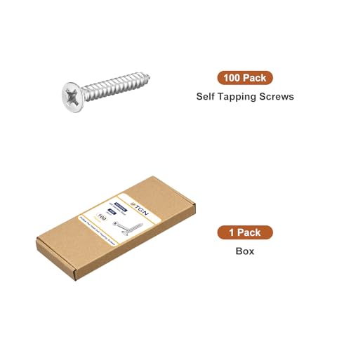 Image of DTGN 100Pcs #7x1 inch Flat Head Wood Screws, 304 Stainless Steel Phillips Self Tapping Screws - Good for Woodworking, Furniture - Silver