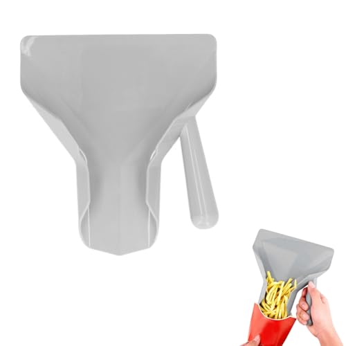 French Fry Bagger Scoop, Popcorn Scoop, Commercial Desserts Scooper for Popcorn, Chips, Candy, Hotels, Buffets, Quick Fill Tool for Bags & Boxes, Right Handle