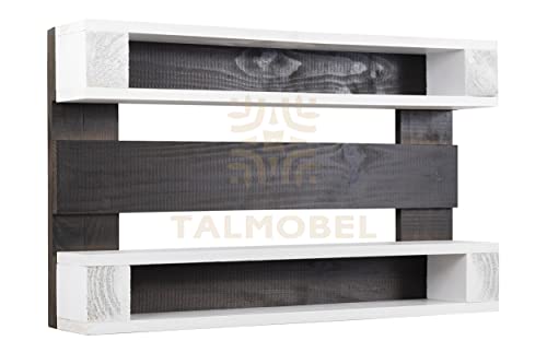 ESTANTERIA DE Pared Vintage-Rustico DE PALETS con 4 BALDAS (Ebano-Blanco)