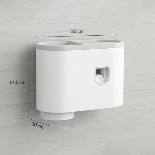 Image of Toothbrush Holder Wall Mounted, Automatic Toothpaste Dispenser Squeezer Kit -Magnetic Toothbrush Holder for Bathroom and Vanity, 4 Brush Slots (Grey, 1 Cup)