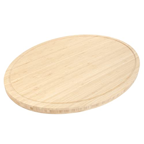 Bamboomn Heavy Duty Premium Bamboo Oval Shaped Cutting And Serving Board - 17" X 13" X 0.75" - Grooved/Flat - 1 Piece #TOP2