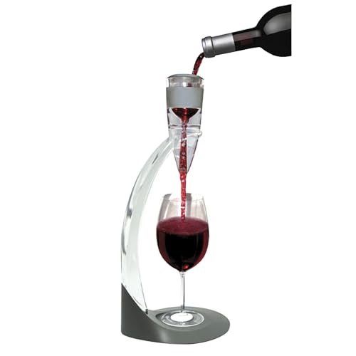 Vin Bouquet FIA 003 - Set Aireador con Peana, Aireación Instantánea Vino al Servir, Peana, Aireador, Base, Filtro y Bolsa en Terciopelo y Tapón de Vacío