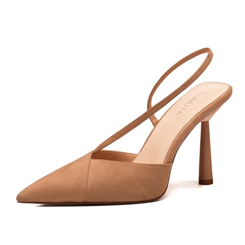 Women Stiletto Closed Pointed Toe Backless Dress Shoes Summer Sexy Comfortable Ankle Strap Pumps Work Wedding Bride Heel Shoes