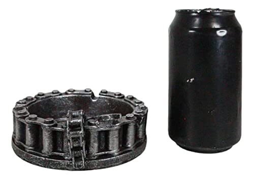 Ebros Gift Mechanic Biker Motorcycle Round Belt Chain With Wrench Tool Cigarette Ashtray Resin Figurine Smoke Shop Room Man Cave Indoor Outdoor Bar Decorative Accent #TOP6