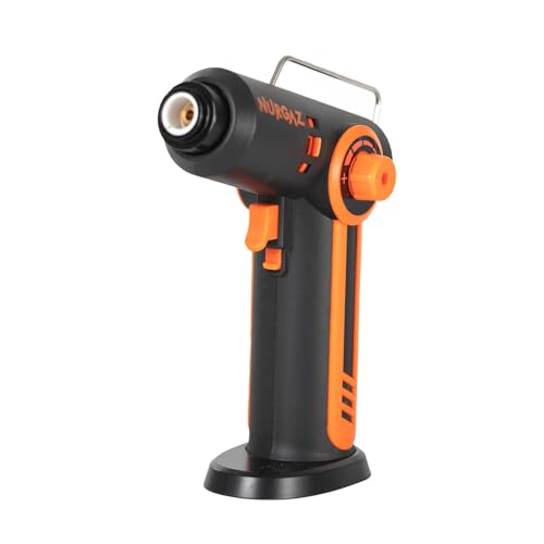 Dapetz ® Linterna de soplete, se adapta a todos los tanques de butano, recargable, con bloqueo de seguridad y llama ajustable, perfecto para postres, crema brulee, barbacoa y gas butano no incluido