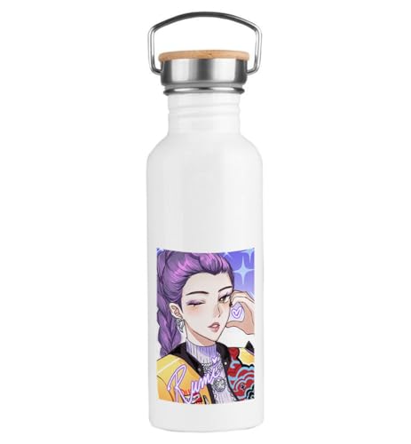 MERCHANDMANIA Bidón 750 ml acero inoxidable estilo retro cantante mujer luchadora pelicula anime dibujos fanart deporte deportivo botella senderismo