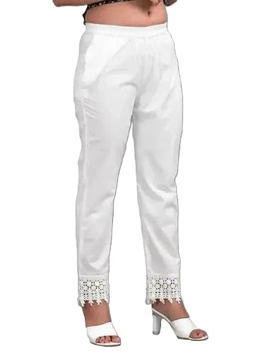 Stylish Women Solid Leggings Cotton Lycra Stretchable Ankle Length Bottom for Daily Casual Comfort Use White S