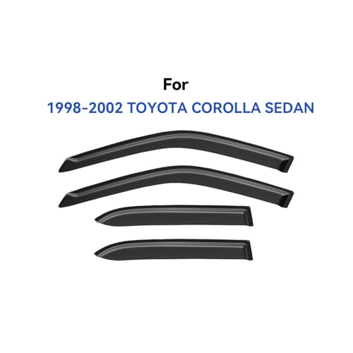 Image of Window Visors Rain Guards Shield for 1998-2002 Toyota Corolla Sedan, Out-Channel Window Vent Wind Deflectors Visors Shades for 98-02 Corolla