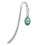 Green Lantern White Logo Metal Bookmark Page Marker with Oval Charm