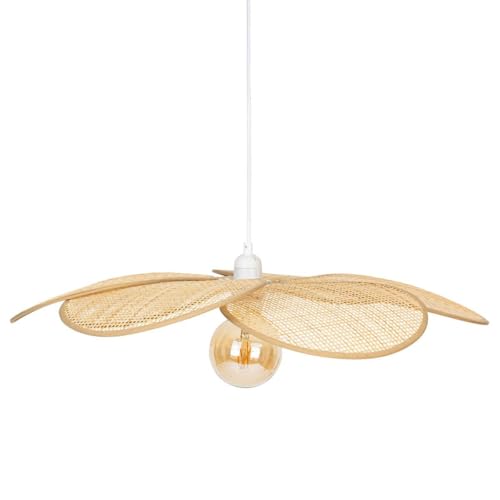 Atmosphera - Suspension Pétales Rym en Bambou - Beige, D. 62 cm, Hauteur Réglable - Pour Salon, Chambre, Salle à Manger