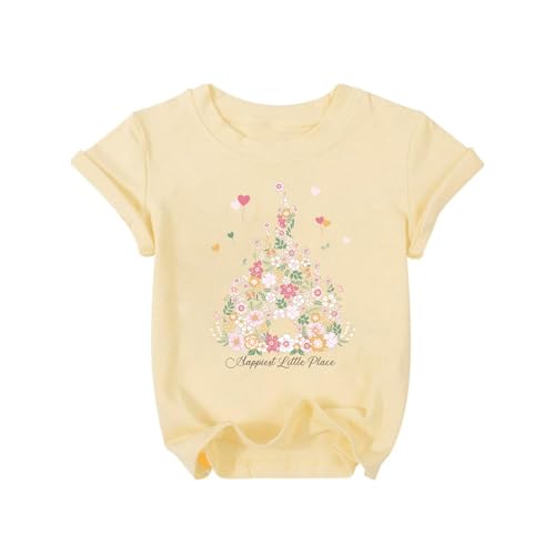 Image of Magical Shirt for Girl Floral Graphic Tshirt Kids Cute Flower Holiday Summer Trip Tee Tops