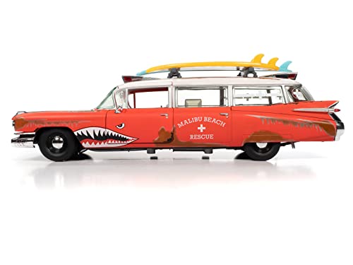 Auto World 1959 Cadillac Eldorado Ambulance Surf Shark 1:18 miniatura 3
