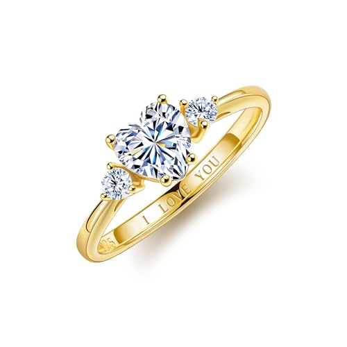 JIAOGE Moissanite Engagement Rings for Women - S925 Sterling Silver Moissanite Rings for Women Engagement Ring Promise Rings for Her Wedding Ring Wedding Gifts for Women Jewelry Birthday Bride Gifts
