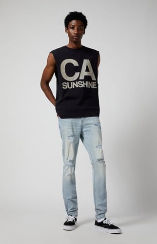 PacSun Men's Bryce Stacked Skinny Jeans Stretch Ripped Light Indigo3