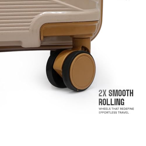 Image of Police Origine Cabin Trolley | 65L Capacity TSA Lock 8 Smooth 360 Spinner Wheels Telescopic Handle PP Hard Shell | Lightweight 20 inch Cabin Luggage for Travel & Weekend Trips (Beige /TAN) (Baby pink /Tan)