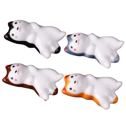 DECOMELODY 4個 かわいい柴犬型箸置き セラミック製 食卓小物 スプーン フォーク兼用 滑り止め機能付き テーブル装飾用公?托
