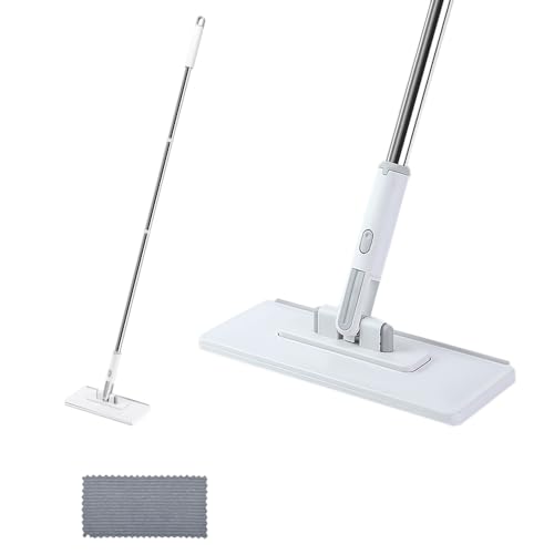 JetWave モップ 乾湿両用 ワンタッチ式 自動雑巾挟み 3段伸縮ポール 長さ調節可 ベランダ 玄関 床 フローリング対応 掃除道具