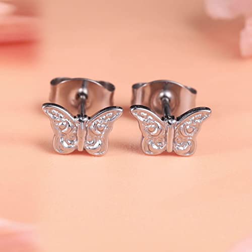 Limerencia Hypoallergenic G23 Titanium Earrings, Tiny Butterfly Stud, F136 Implant Grade Pure Titanium, Suitable for Sensitive Ears2