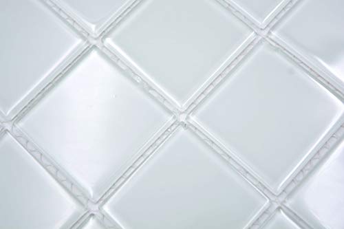 Mosaico de cristal blanco de color verde azulejo de mosaico de pared espejo cocina ducha baño MOS78-0101_f