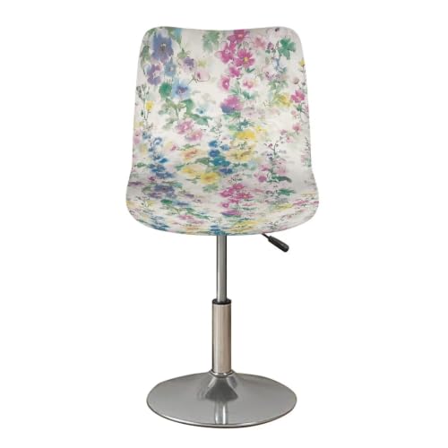 Image of Colorful Flowers Bar Stool Cover Stretch Counter Stools Pub Chair Slipcover for Dining Room Removable Anti-Scratches Spills Chair Covers for Dining Room Chairs Set of 4