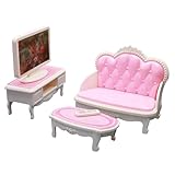 Materiale: plastica AMSLSIU Set di giocattoli per casa delle bambole da tavolo per ragazze con componenti di mobili unici, include mobile TV e mini divano. Armadietto Piccolo Mini Mobili Kit Plastica Capodanno