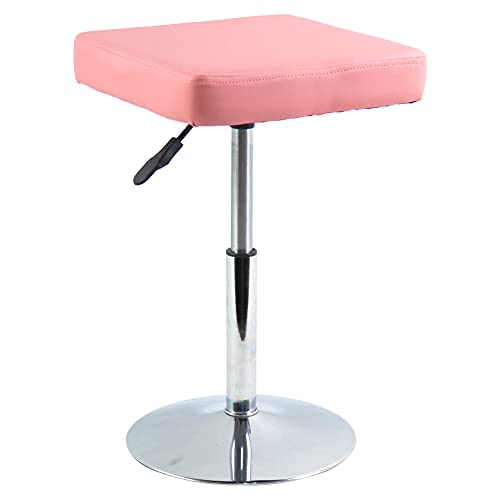 FURWOO Tabouret carré en Cuir Chaise de Loisirs Tabouret de Bar Tabouret de Travail Rotatif réglable en Hauteur Garage sans Dossier Tabouret de barbier Spa (Rose)