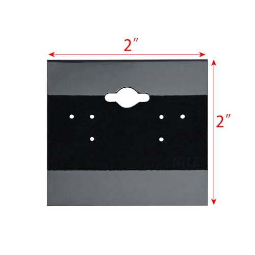 MOOCA Plain 2 x 2 in Black Hanging Earring Cards Holder for Ear Studs, Velvet Plastic Display Earring Card Holder, 100 Pieces2
